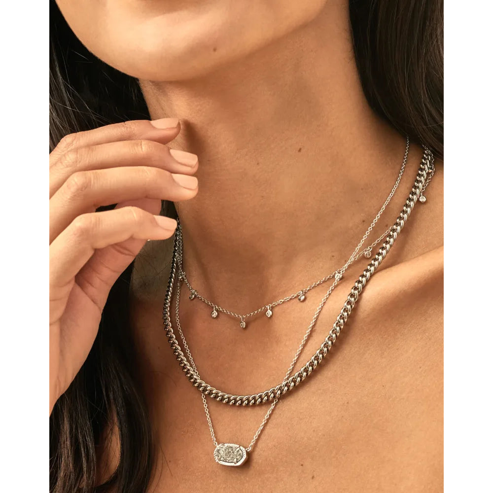 Kendra Scott's Elegant Platinum Drusy Elisa Pendant Necklace