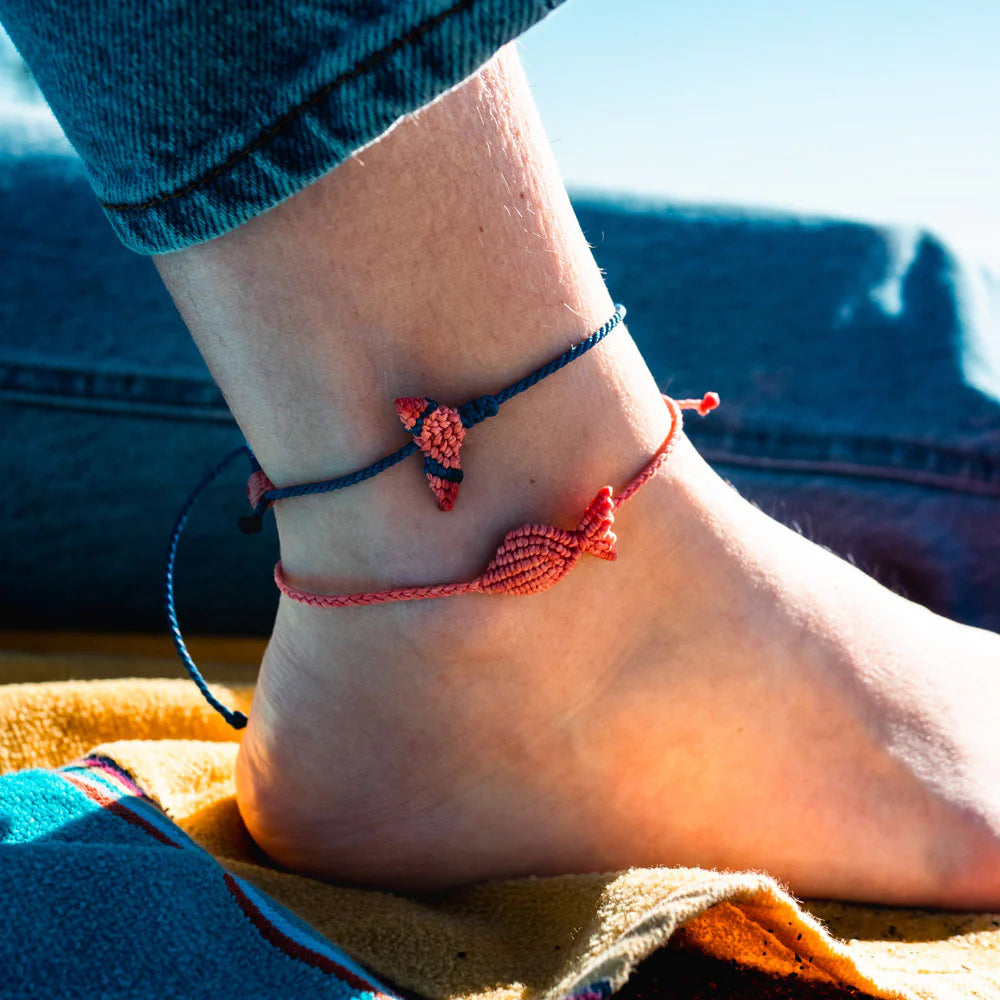 4Ocean Handmade Macrame Whale Tail Design Anklet for Beach Lovers