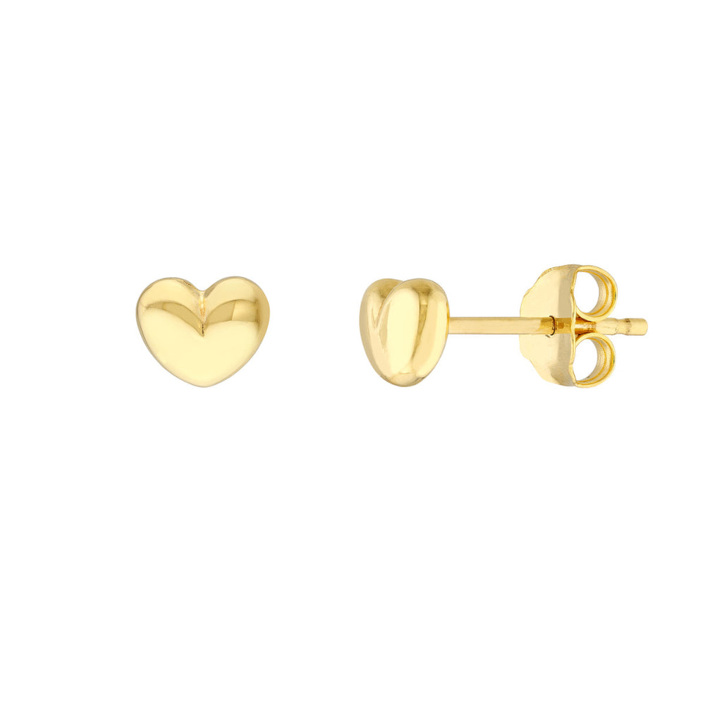 14k Yellow Gold Puffy Heart Stud Earrings: Timeless Fashion Accessory
