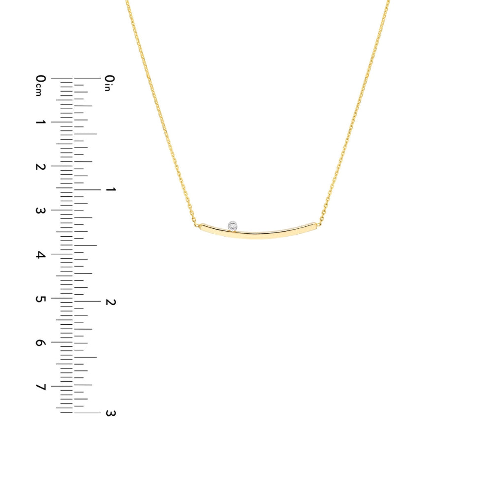 14k Gold Adjustable Curved Bar Diamond Necklace for a Modern Look