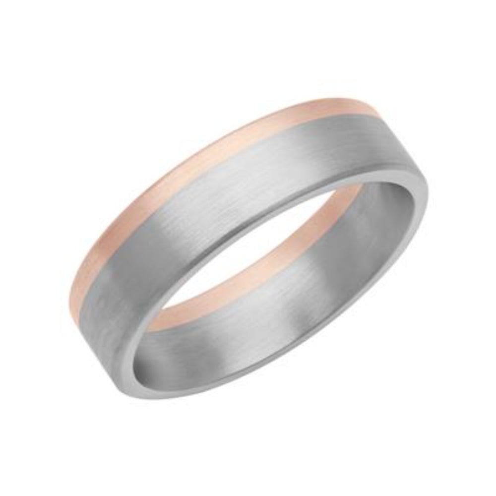 Men's Stylish 6mm 18-karat Gold and Platinum Asymmetrical Fusion Wedding Band