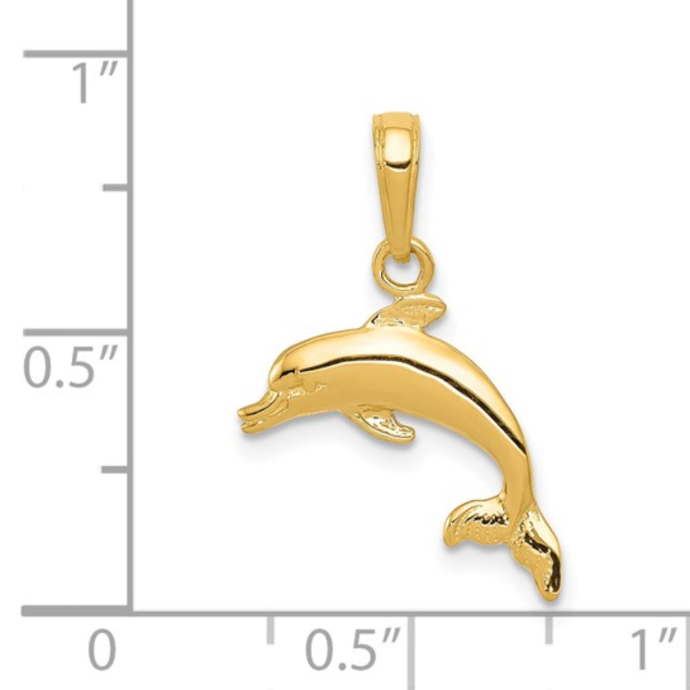 14k Yellow Gold Exquisite Dolphin Charm Jewelry