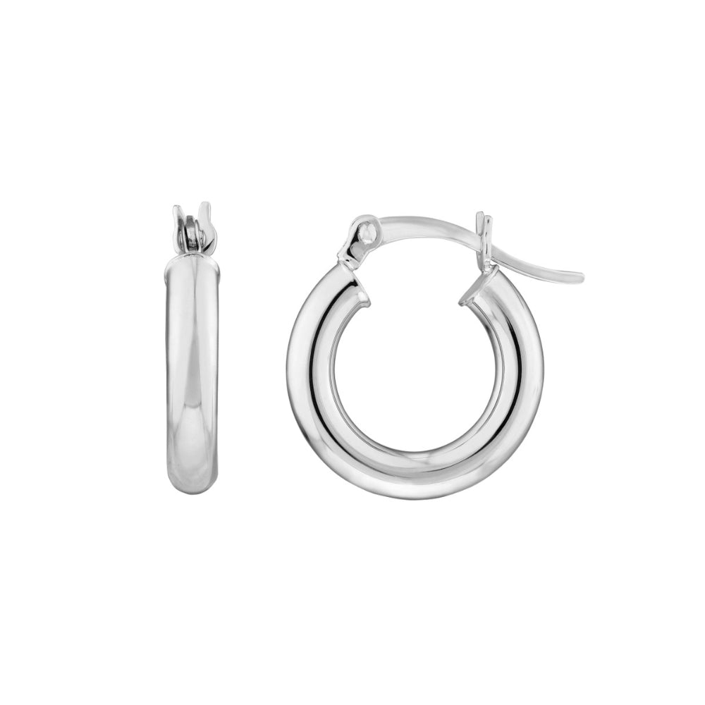 14k Gold Shiny Round Tube Polished Hoop Earrings