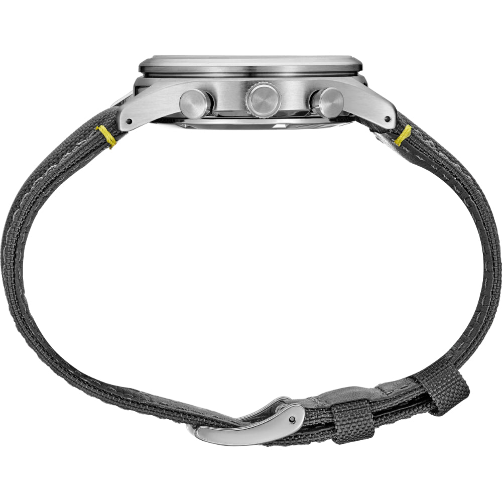 Seiko Men's Essentials Collection Chronograph Watch - Grey Dial and Strap with Yellow Accents (SSB423)