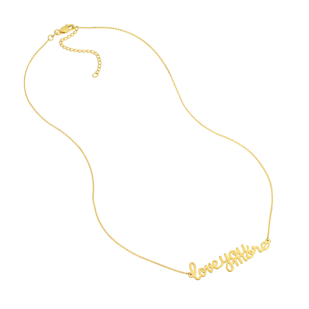 14k Yellow Gold 'I Love You More' Heart - Shaped Pendant Necklace for a Special Gift