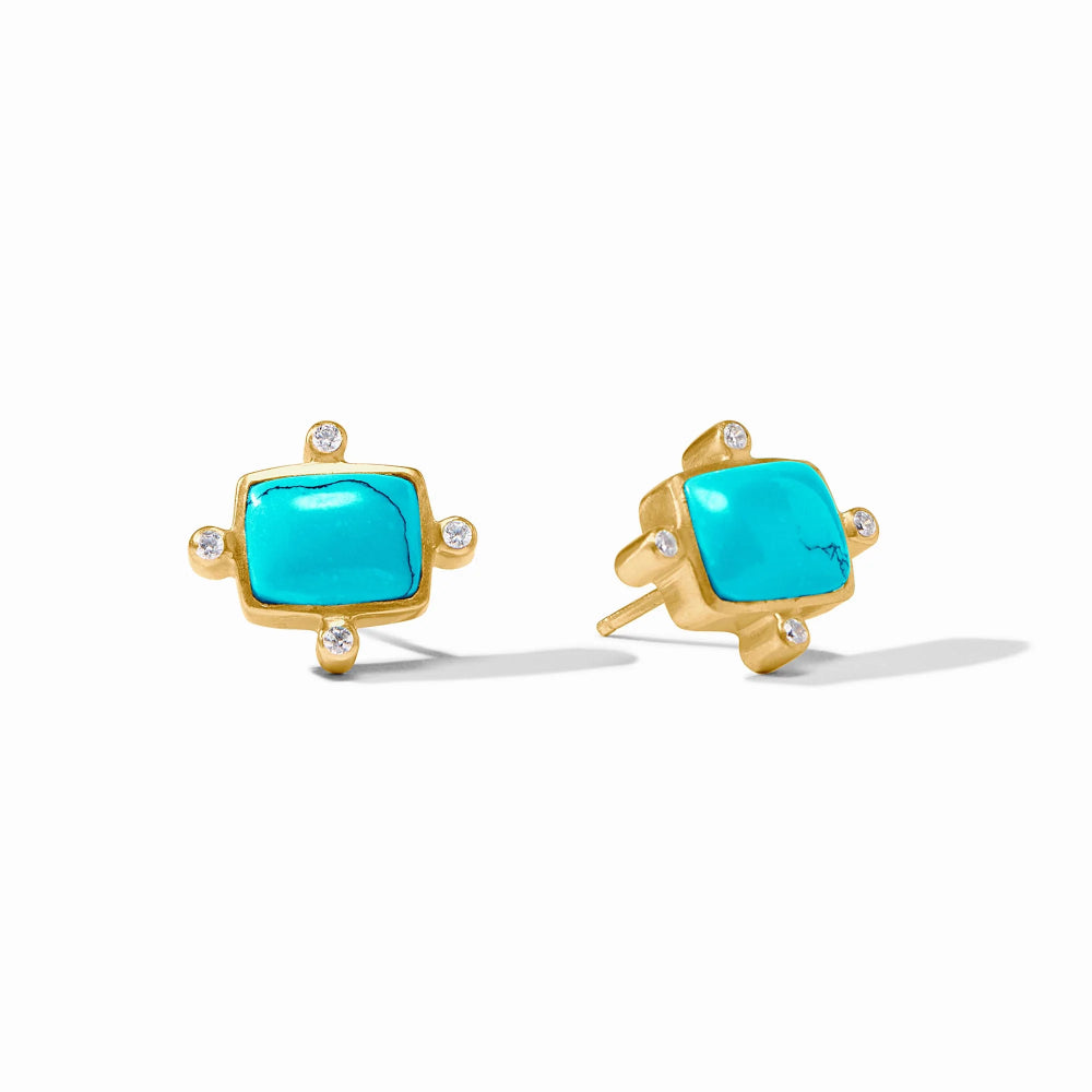 Julie Vos Clara Rose Cut Glass Stud Earrings with Brilliant CZ