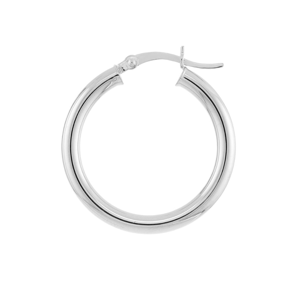 Exquisite 14k White Gold Polished Circular Hoop Earrings for Women