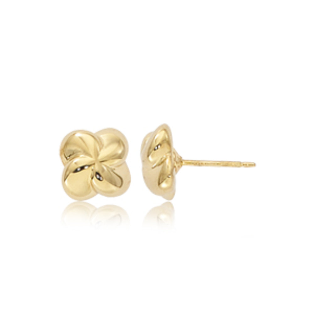 Exquisite 14k Gold Puffed Twisted Stud Earrings for Women's Elegant Look