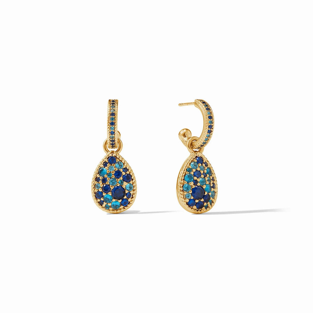 Julie Vos 24K Gold Plated Luna Teardrop Hoop & Removable Charm Earrings