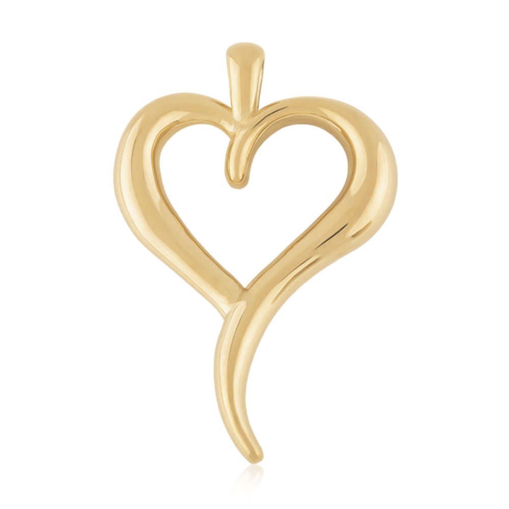 14k Yellow Gold Unconventional Fluid Heart-shaped Pendant Without Necklace Chain