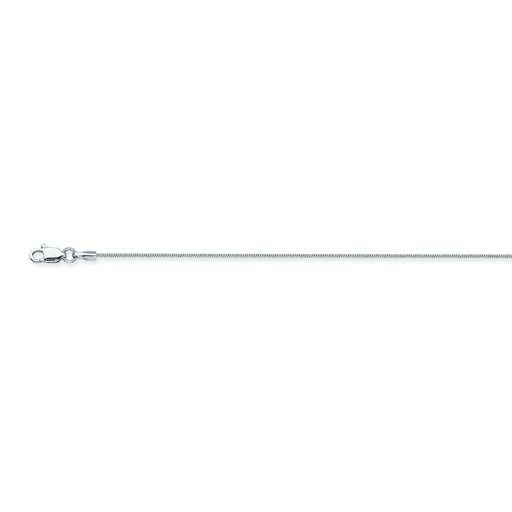 14K White Gold 1mm Round Snake Chain with Lobster Clasp, 18 Inches