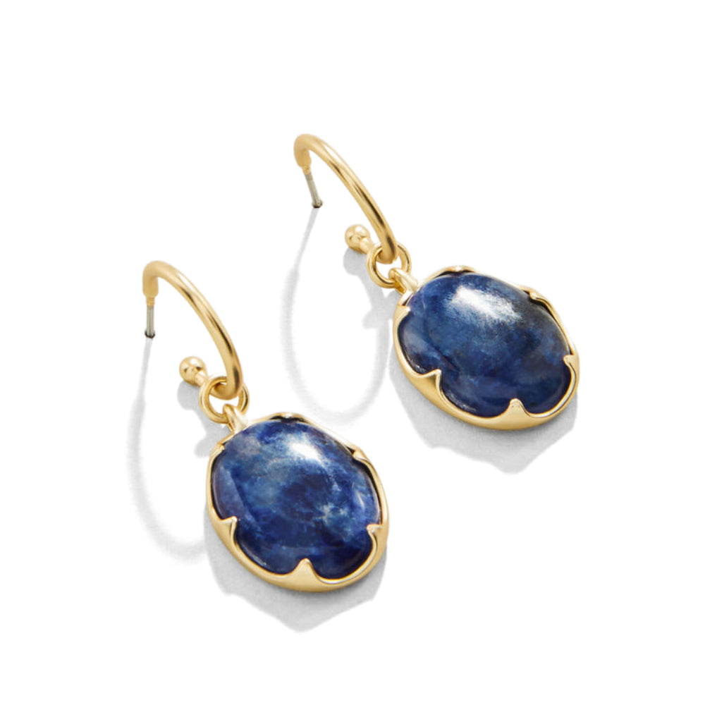 Stylish Spartina Coralie Blue Stone Earrings with 18kt Matte Gold Plating
