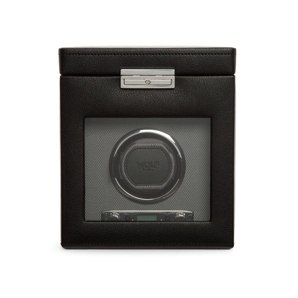 Black Wolf Designs Viceroy Single Watch Winder with 3 - Piece Watch Storage