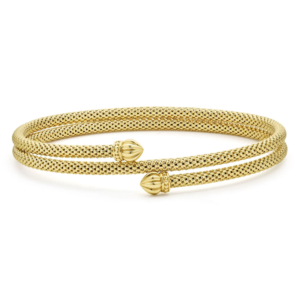 Lagos 18k Gold Caviar Double Wrap Coil Bracelet for Women's Wrist Adornment