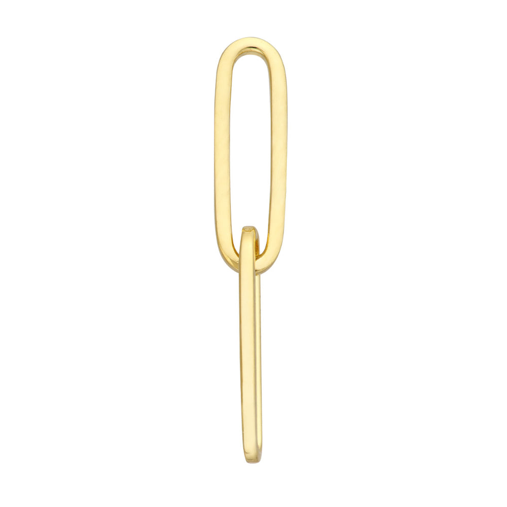 Stylish 14k Yellow Gold Paper Clip Design Dangle Earrings