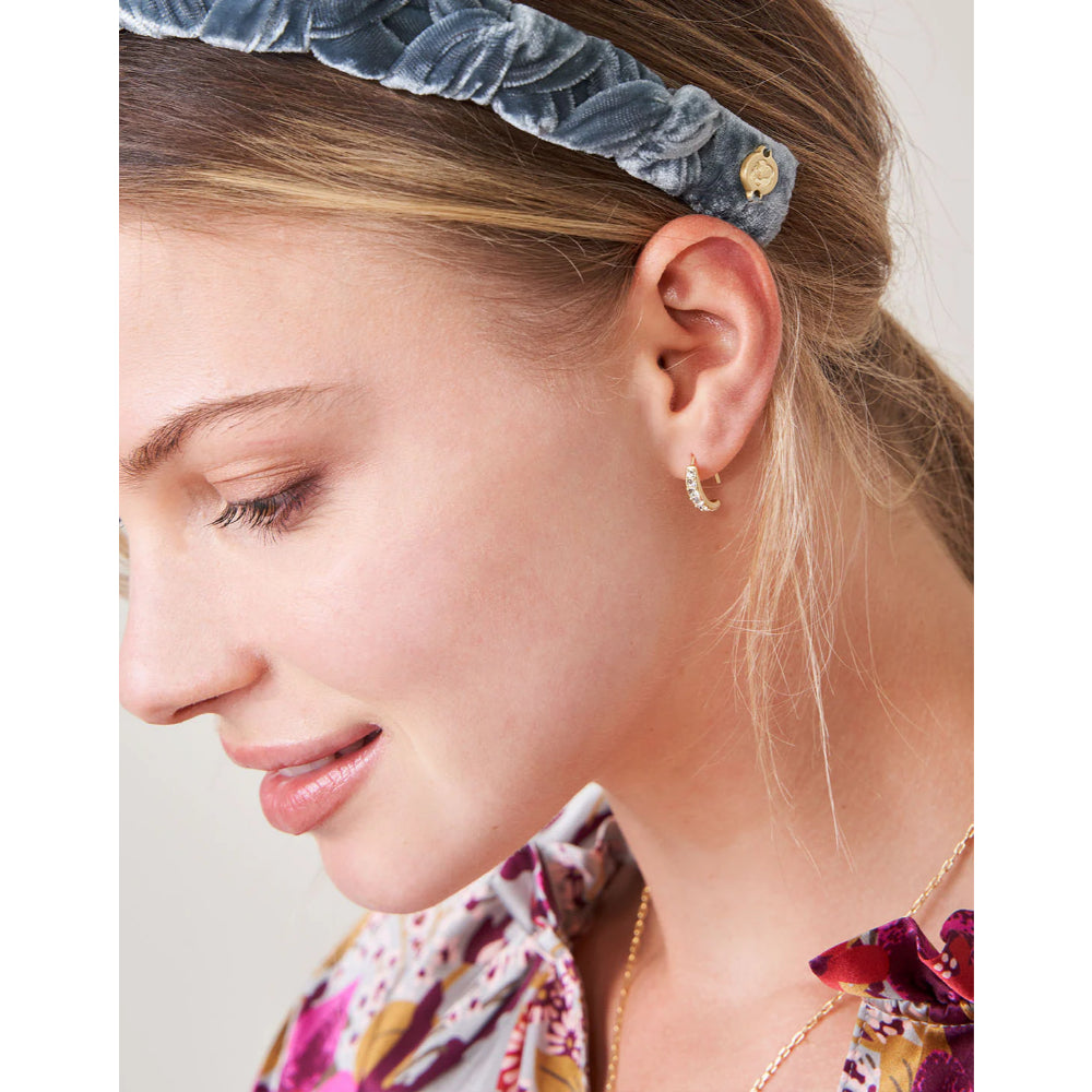 Small-sized Crystal Sparkling Arc Hoop Earrings by Spartina for Holiday Parties