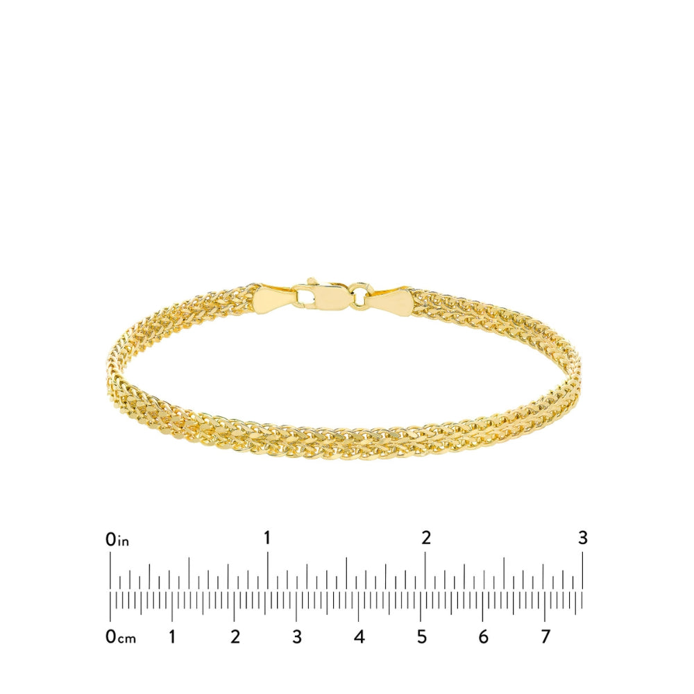 Elegant 14k Gold Double-Row Wheat Chain Bracelet for Timeless Style