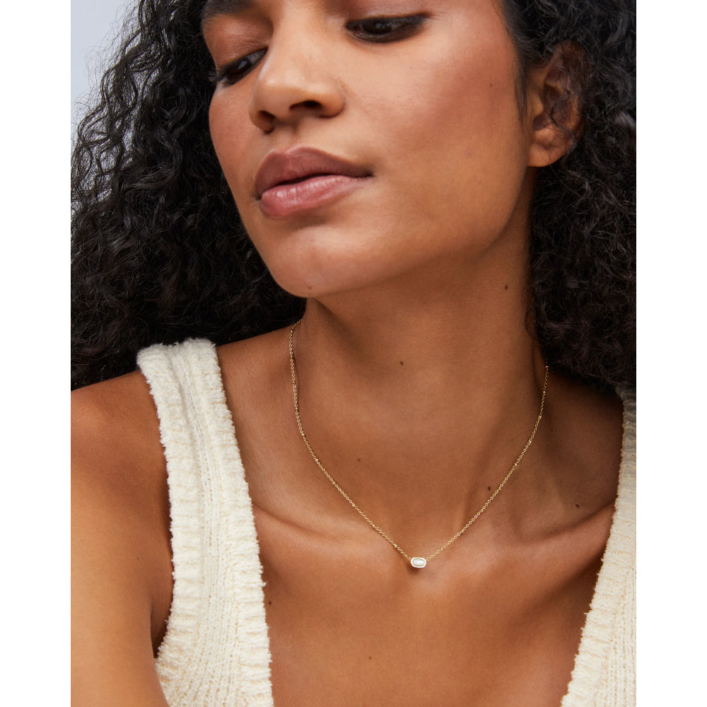 Kendra Scott Gold Ivory Mother of Pearl Mini Elisa Satellite Short Pendant Necklace