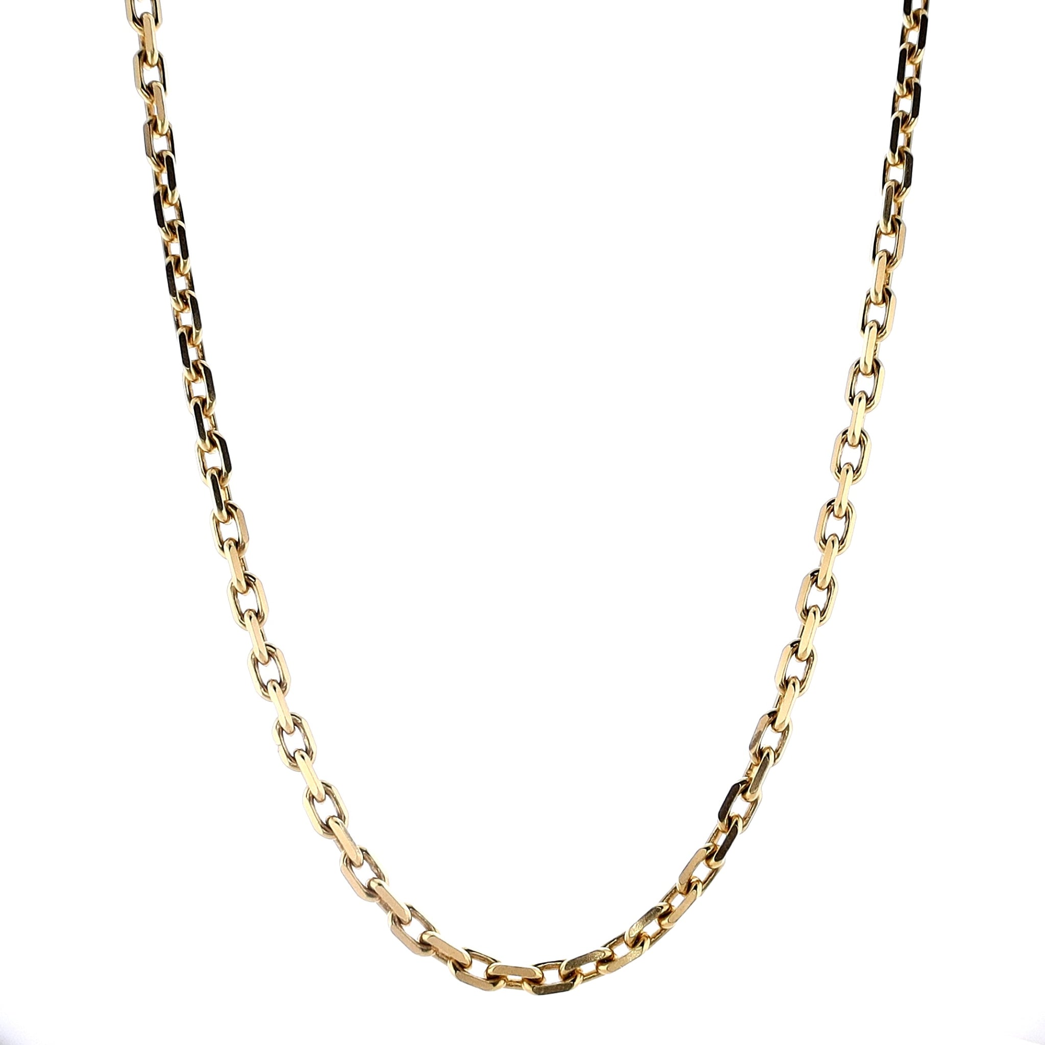 Exquisite 18k Yellow Gold Interlocking Rectangular Linked Women's Necklace with a Length of 19.5 Inches