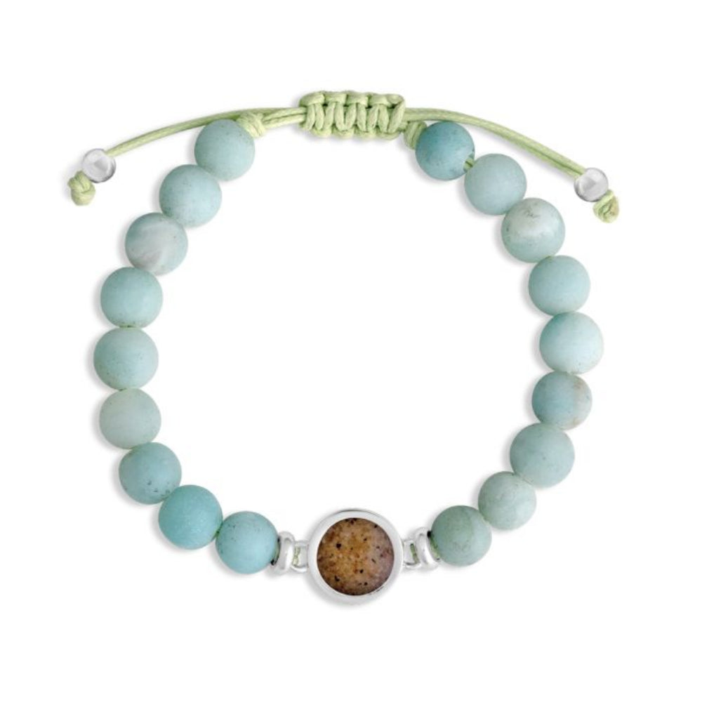 Adjustable Round Dune Beaded Bracelet Crafted with Amazonite