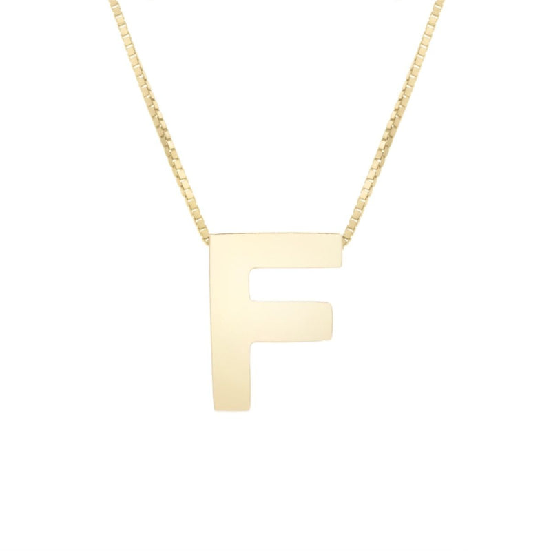 14K Gold Block Letter Initial Fashion Necklace - Available in ALL LETTERS