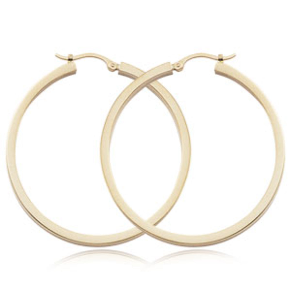 Stylish 14k Gold Square Tube Hoop Earrings