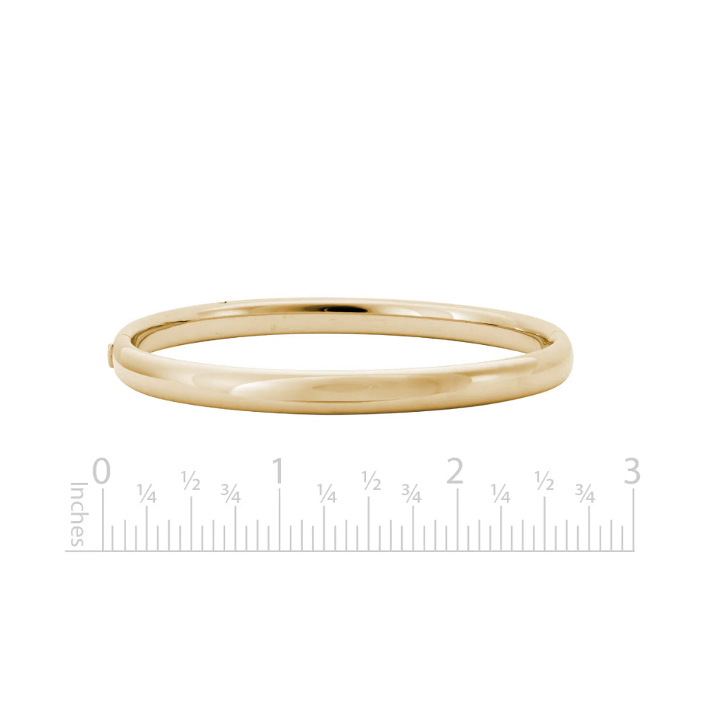 14k Yellow Gold Rounded Hinged Bangle Bracelet with 6mm Width