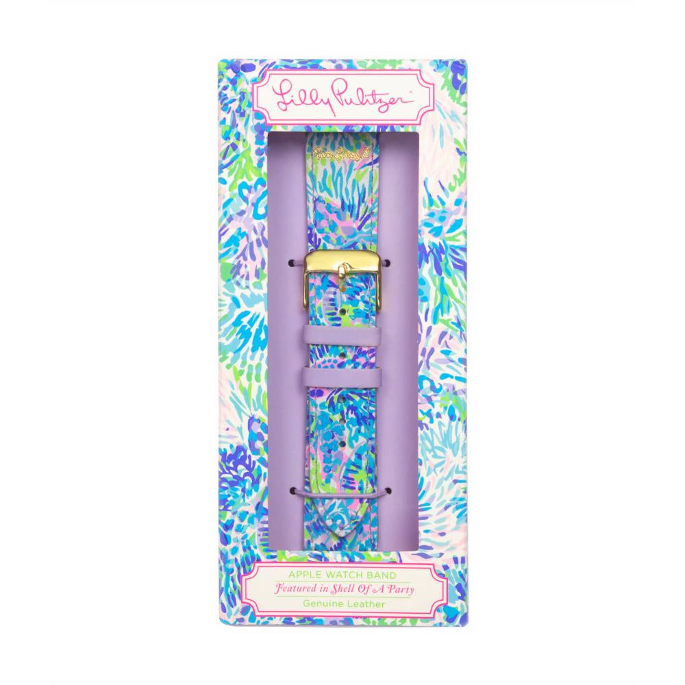 Lilly Pulitzer Colorful Printed Leather Apple Watch Band with Gold Hardware