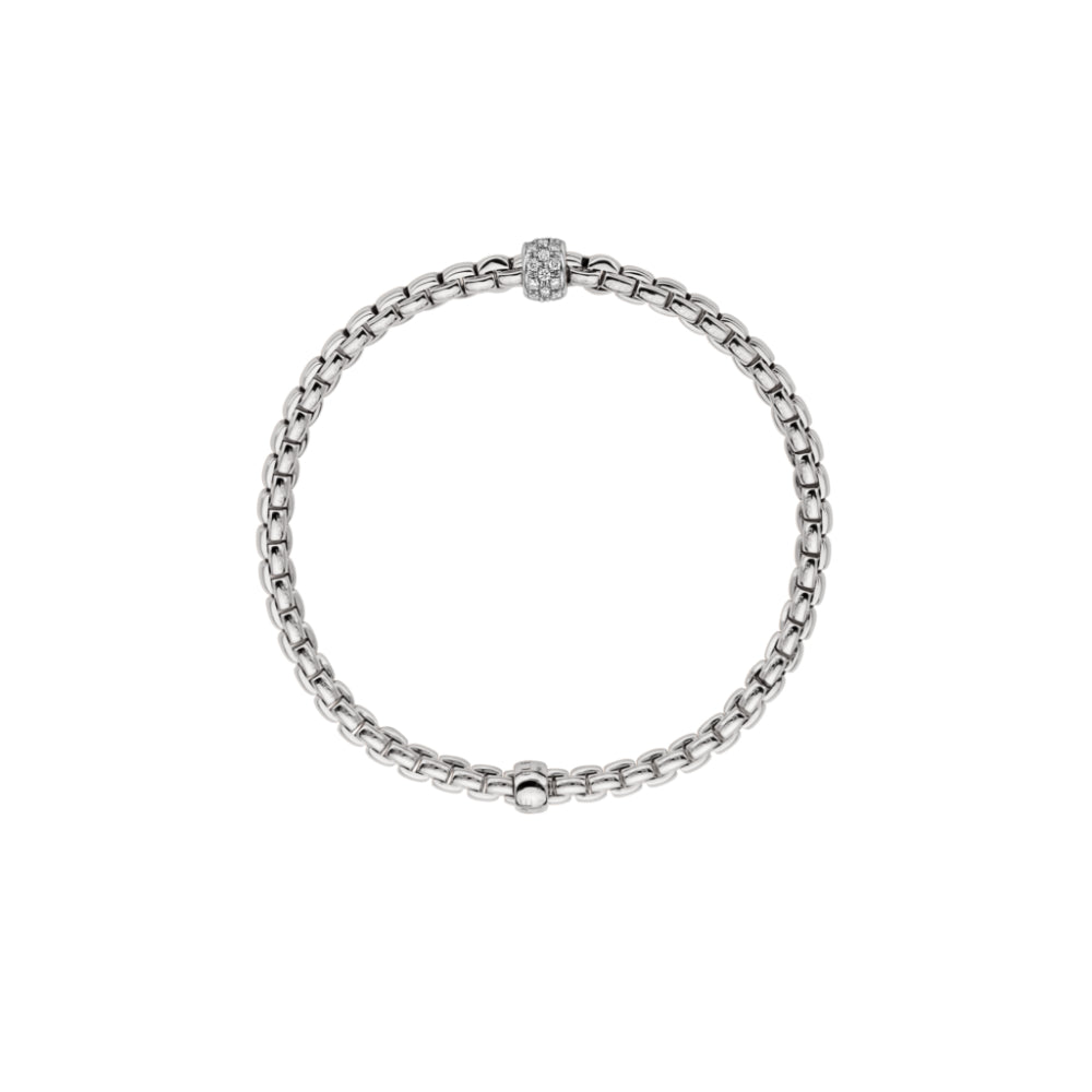 Fope Eka 18k White Gold Flexible Diamond Pavé Bracelet - Medium Size