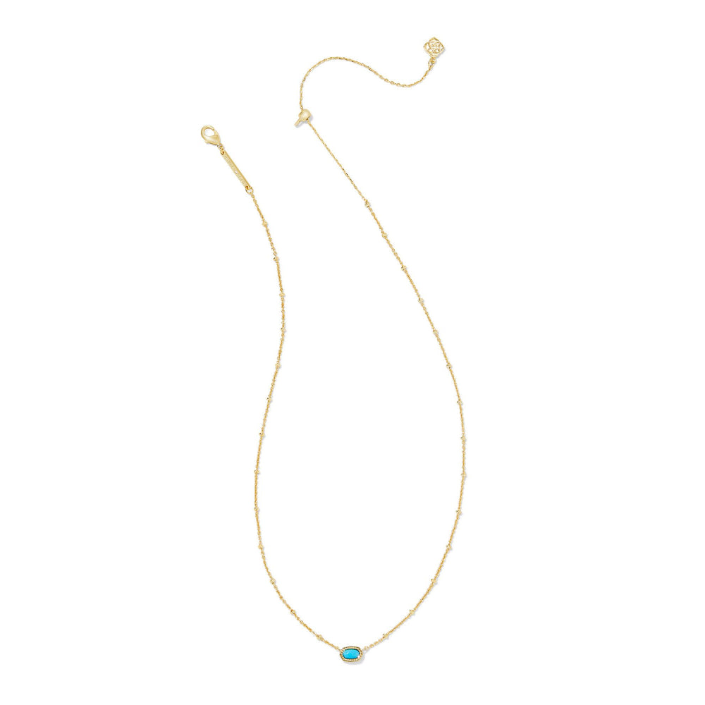 Kendra Scott Gold Turquoise Mini Elisa Satellite Short Pendant Necklace - A Dainty Jewelry Piece