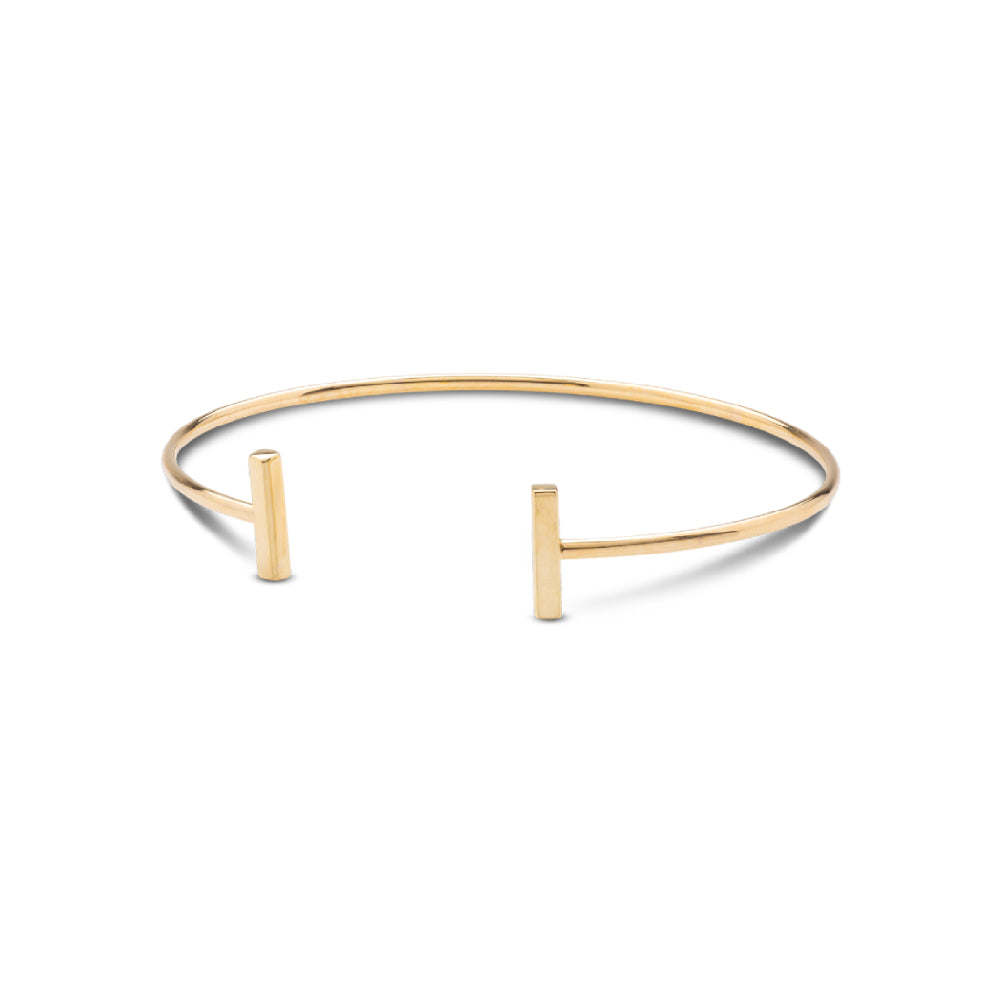 14k Gold Customizable T Bar Cuff Bracelet for Stylish Accessorizing