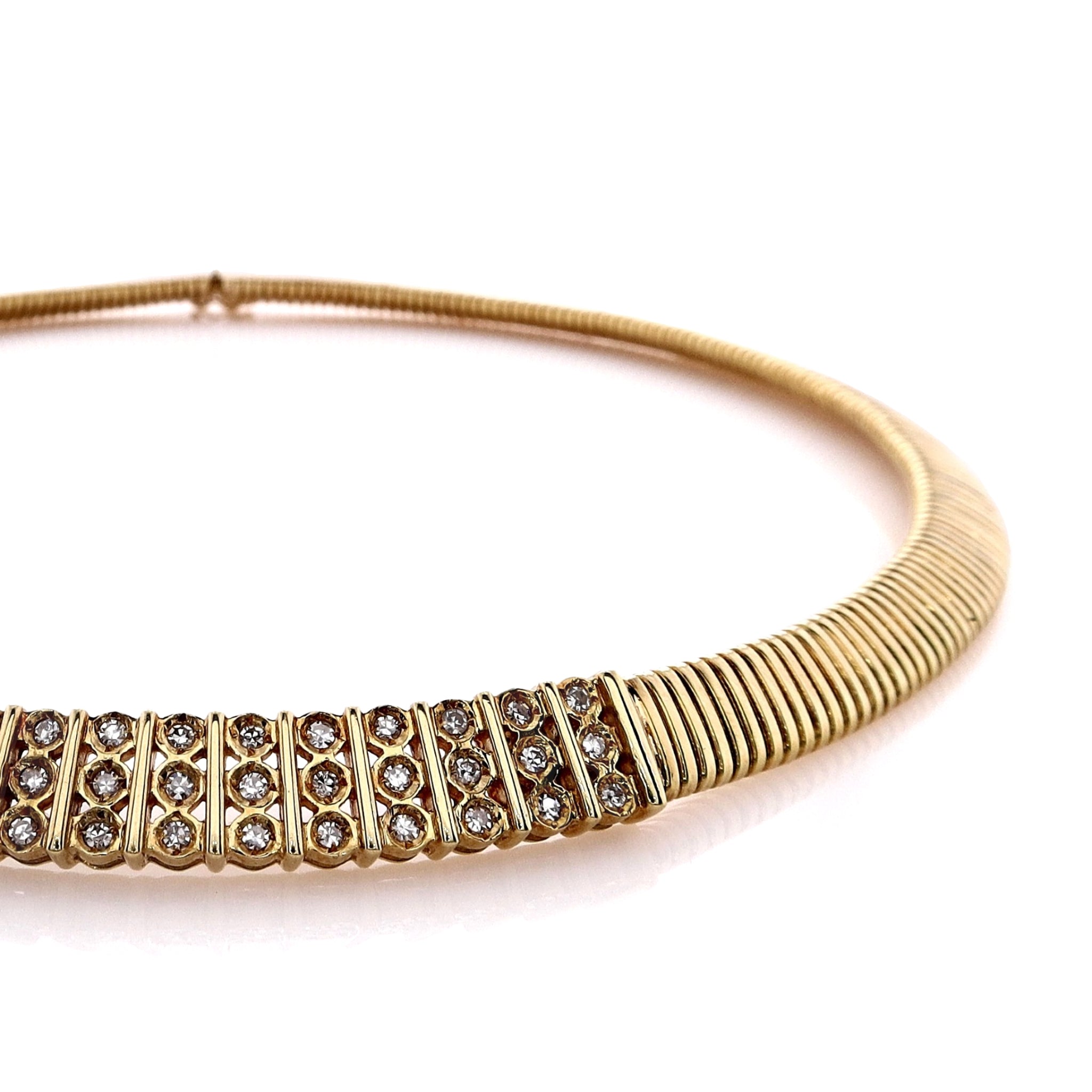 Exquisite 18k Yellow Gold Tubogas Link Diamond Necklace with 16 Links for Women