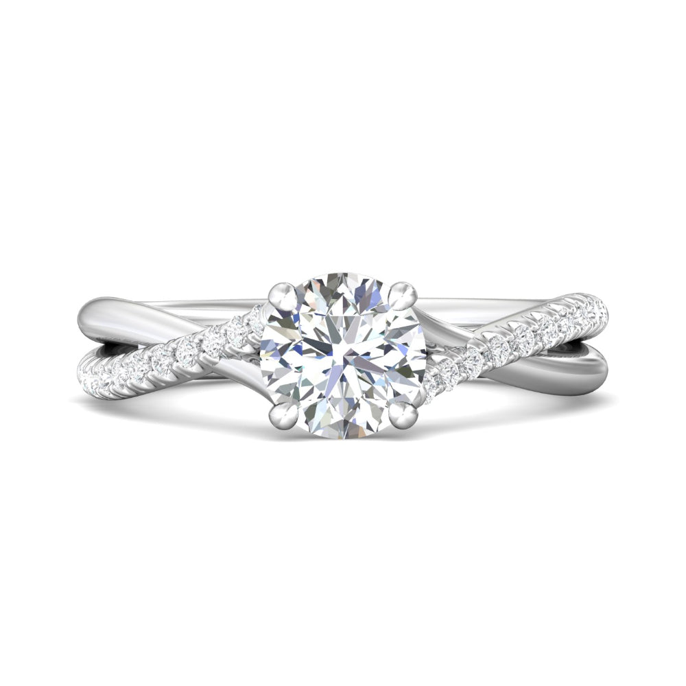 Martin 14k White Gold Round Diamond Engagement Ring with Twisted Shank for a Stunning Proposal