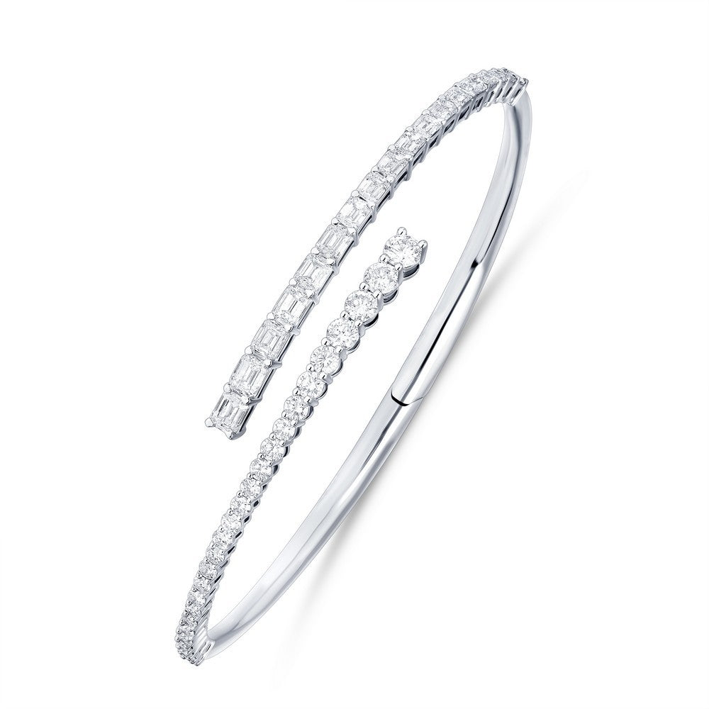 Exquisite 14k Gold Diamond Bypass Bangle Bracelet for Women's Elegant Accessory