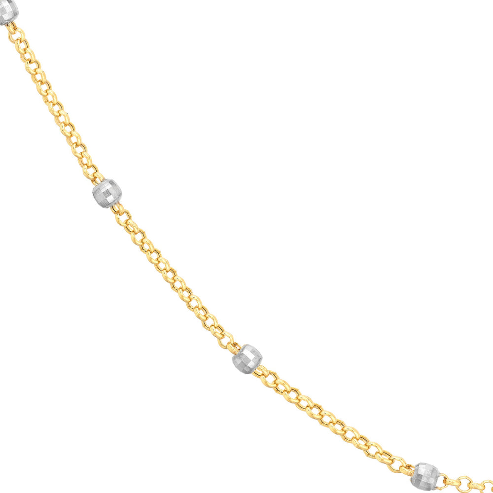 14k Gold Two - Tone Disco - Style Beaded Chain Necklace for Fashion Lovers