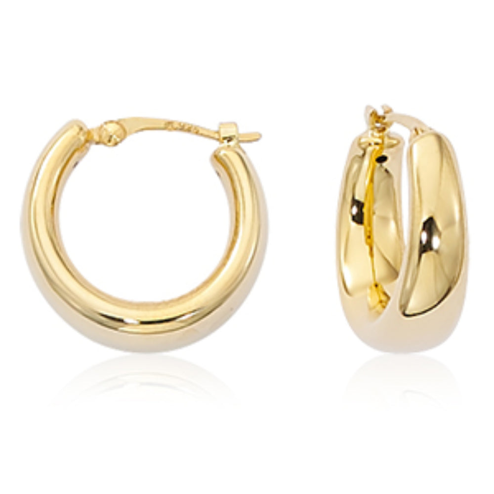 Exquisite 14k Gold Small Tapered Circular Hoop Earrings for Women