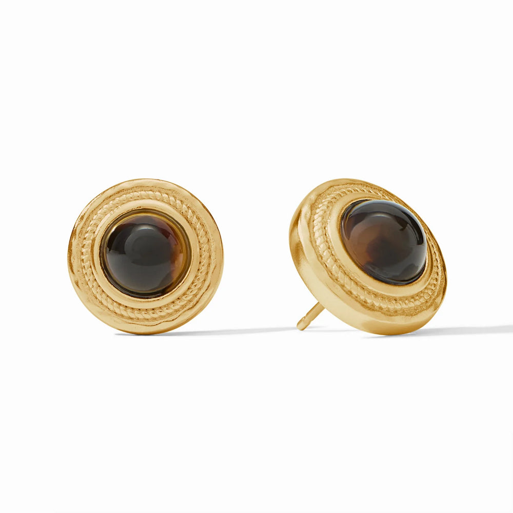 Julie Vos Madison Stud Earrings - Translucent Tortoiseshell and 24K Gold Plated Jewelry for Ears