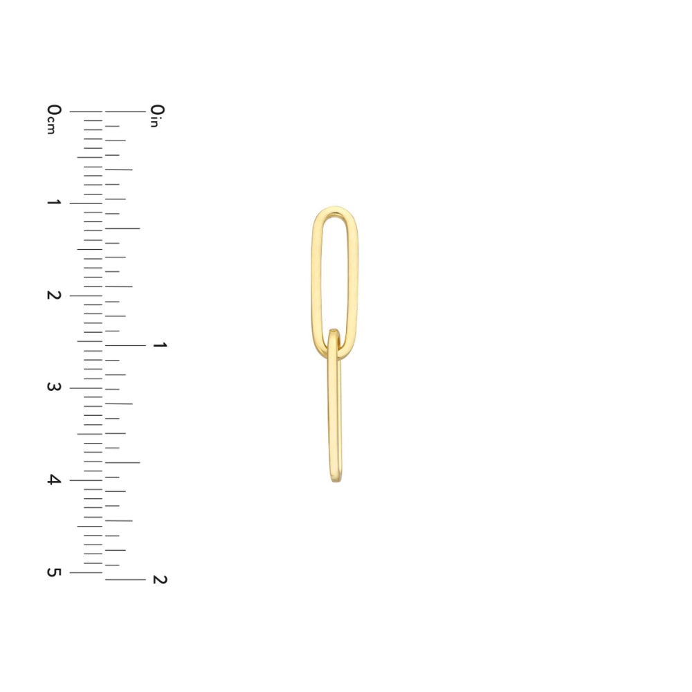 Stylish 14k Yellow Gold Paper Clip Design Dangle Earrings