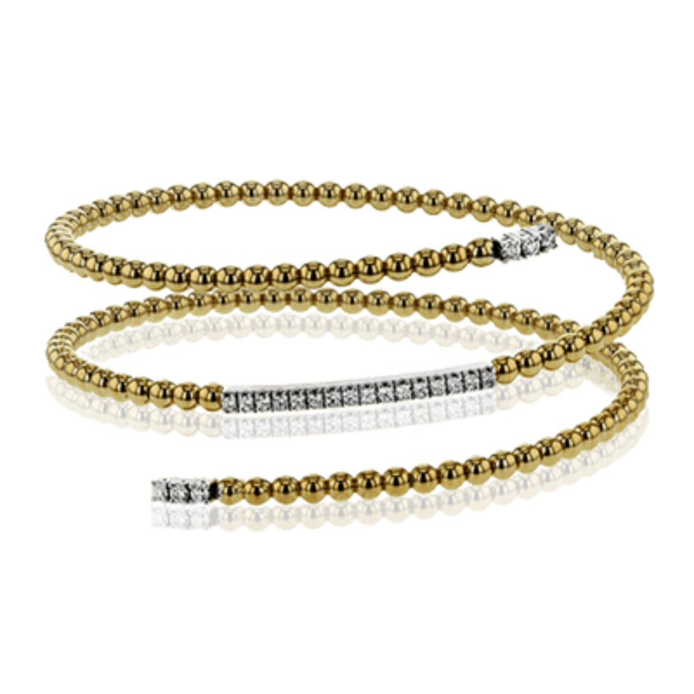 Simon G. 18k Gold Two-Tone Spiral Diamond Bangle - Ideal for Stacking Jewelry