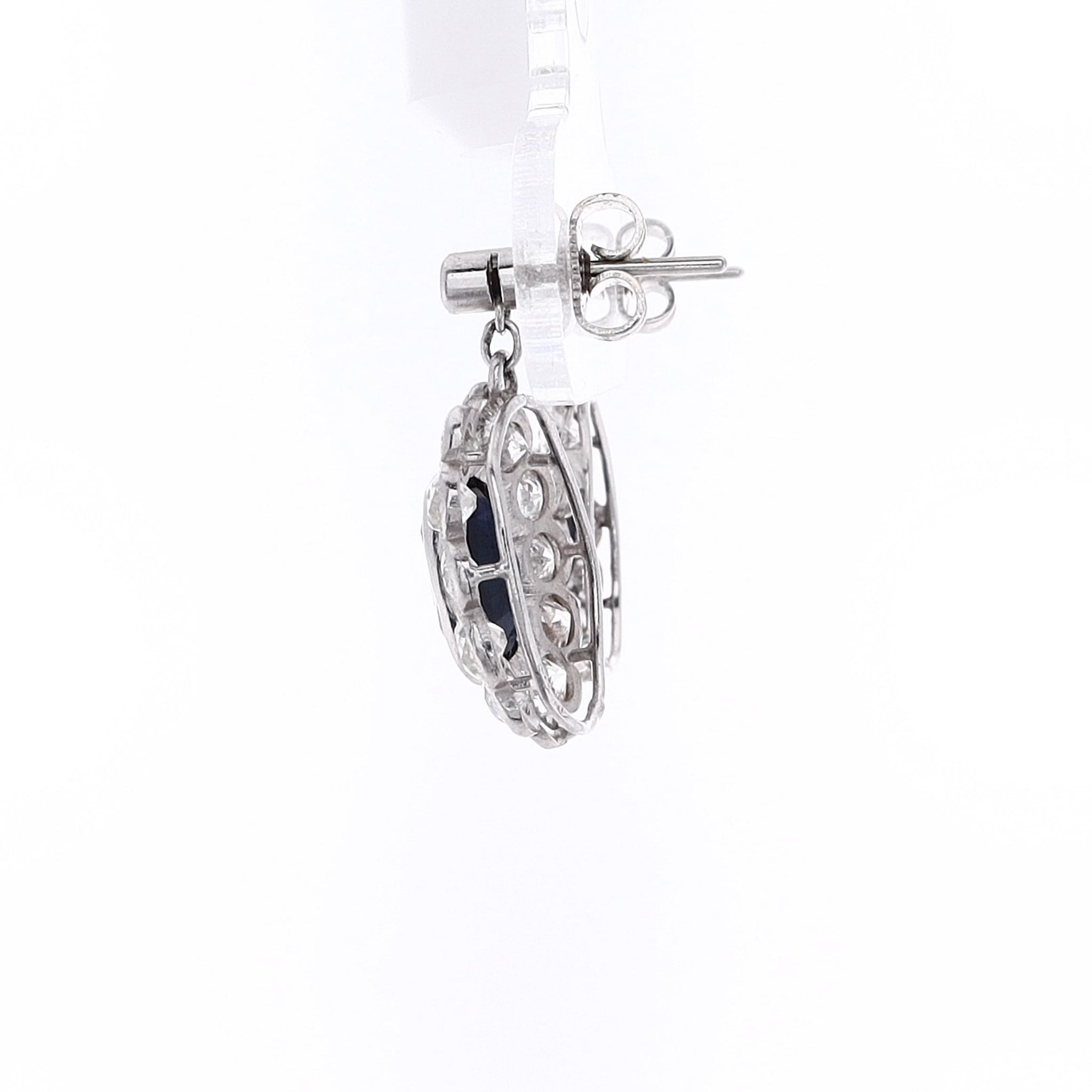 Luxurious Estate Platinum Sapphire and Diamond Dangling Earrings