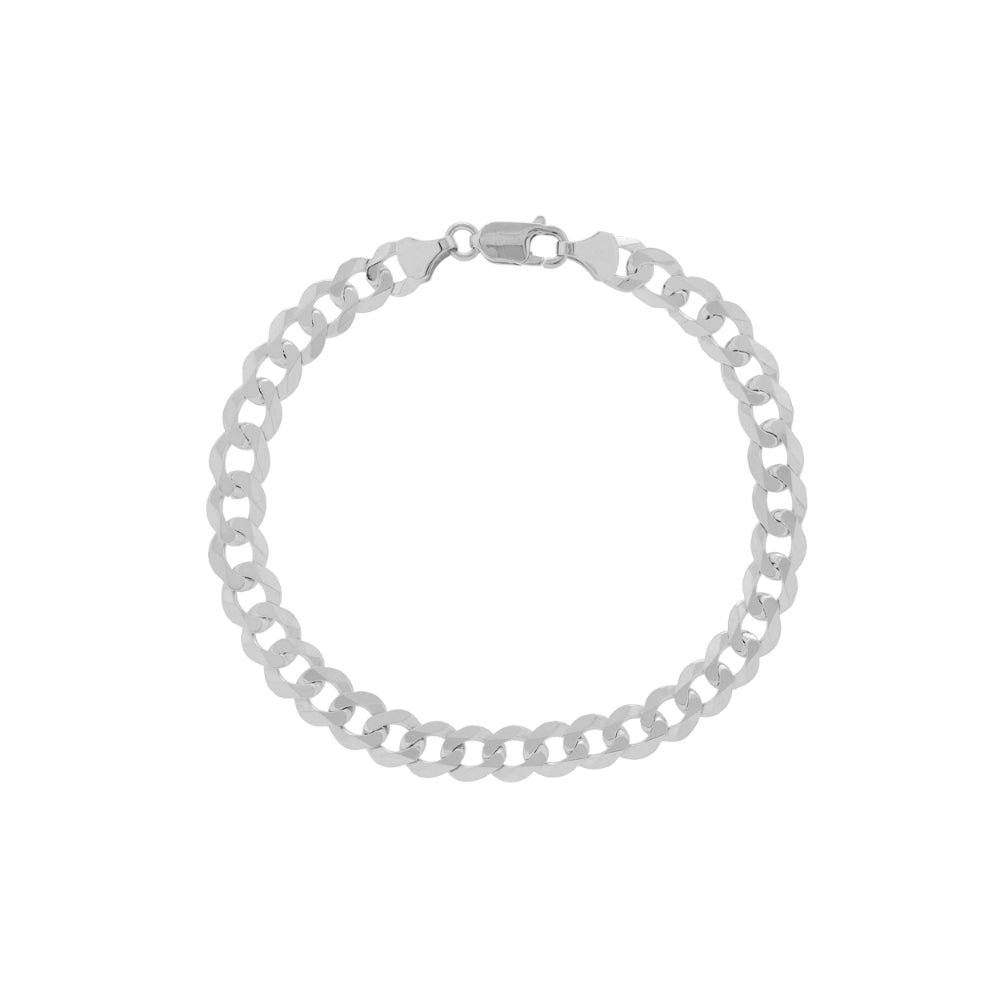 14K White Gold Curb Link Bracelet for Women with an 8-Inch Length