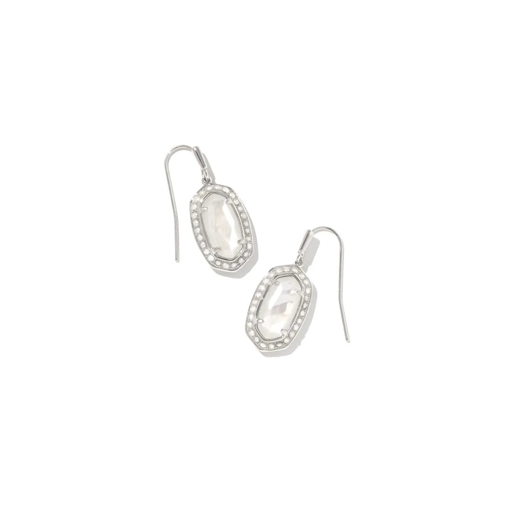 Rhodium-Plated Kendra Scott Ivory Mother-of-Pearl Beaded Lee Drop Earrings