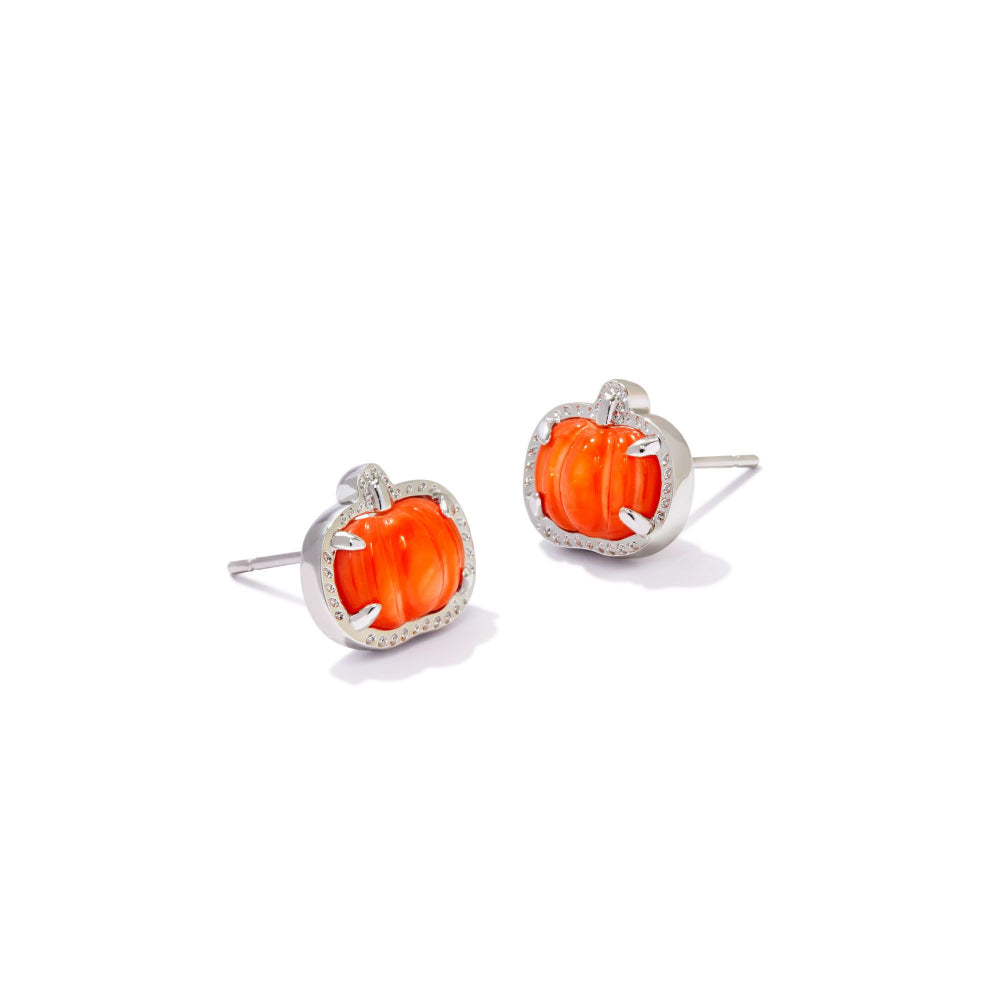 Kendra Scott Fall-themed Orange Mother-of-Pearl Pumpkin Stud Earrings for Festivities