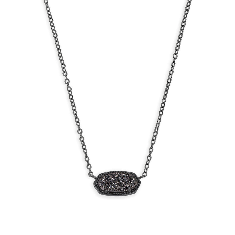 Kendra Scott Gunmetal Black Drusy Elisa Short Pendant Necklace