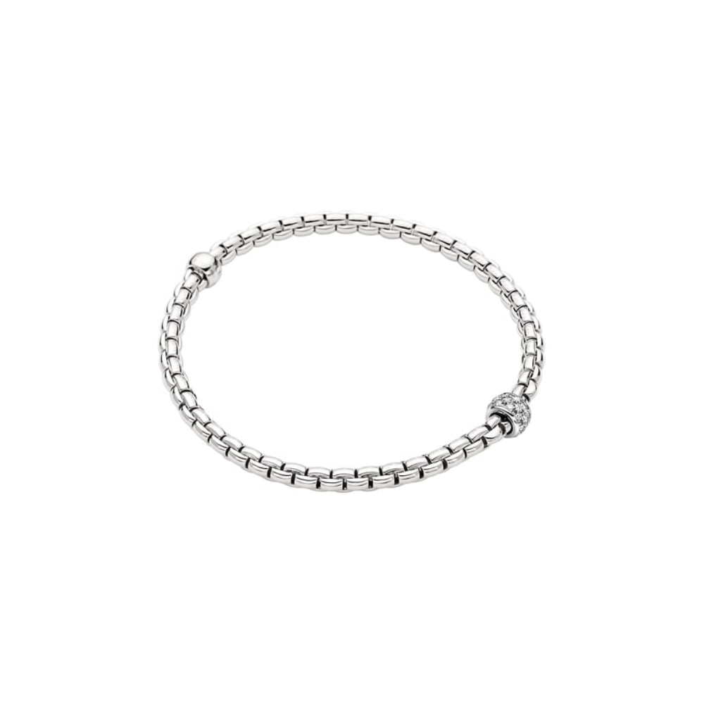 Fope Eka 18k White Gold Flexible Diamond Pavé Bracelet - Medium Size
