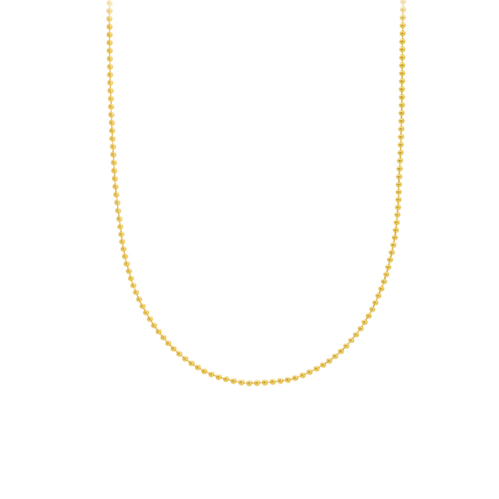 18-Inch 14k Yellow Gold Beaded Chain Necklace - A Timeless Jewelry Piece