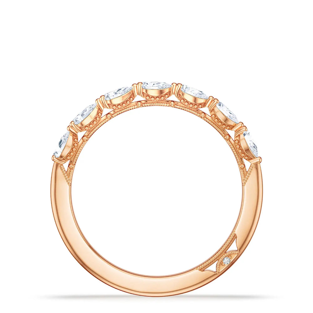 Tacori Exquisitely Crafted 18k Rose Gold Sculpted Crescent-Style Pear-Shaped Diamond Wedding Band