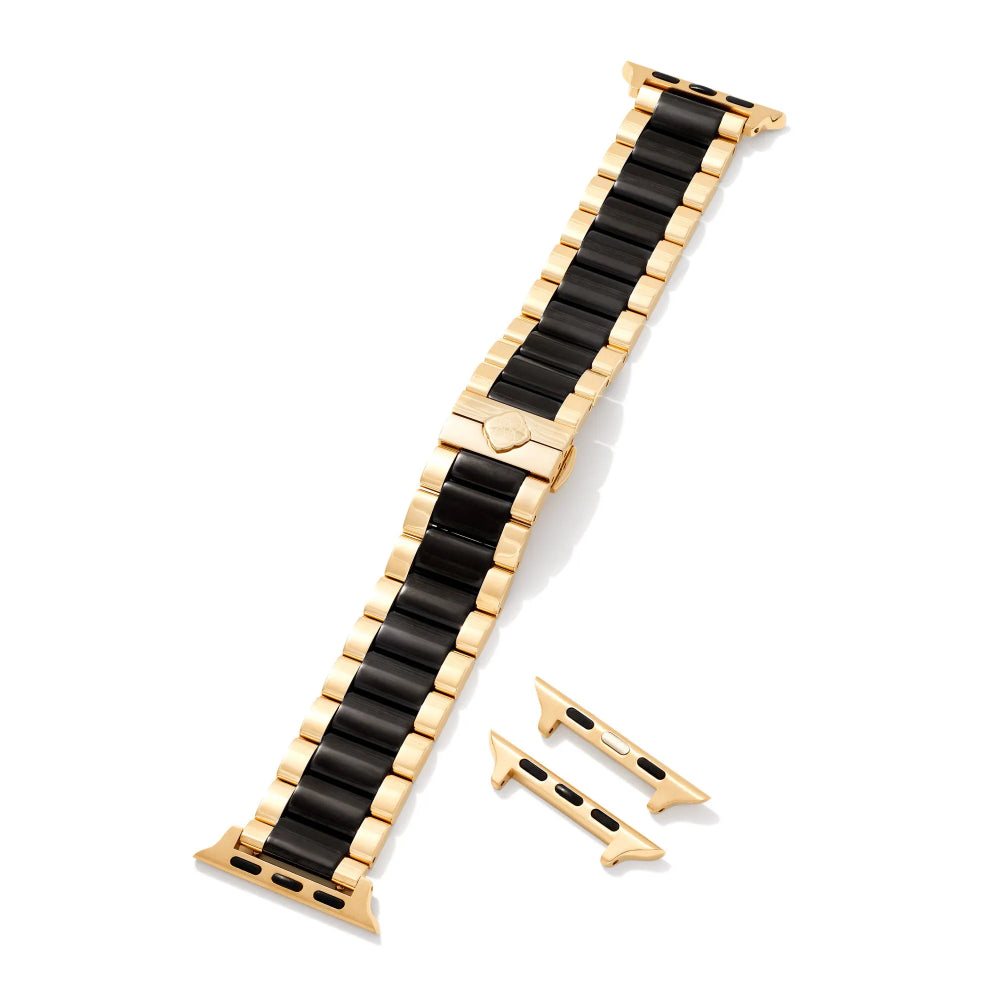 Kendra Scott Gold & Black Stainless Steel Dira 3 Link Watch Band for Apple & Samsung