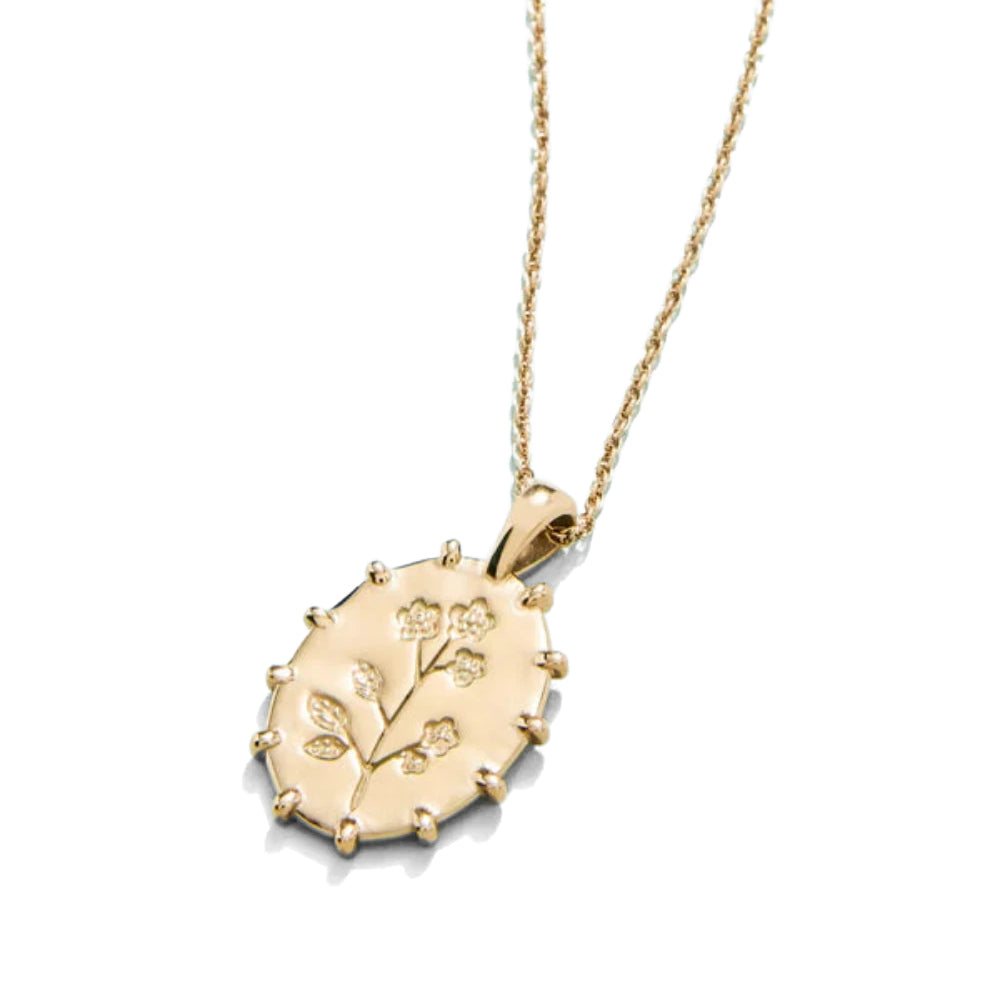 17-Flower Spartina Forget-Me-Not Tarnish-Free Gold-Plated Necklace