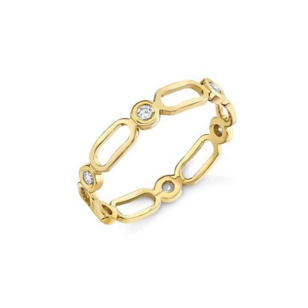 Stunning 14K White Gold Infinity Style Link - Bezel Diamond Ring